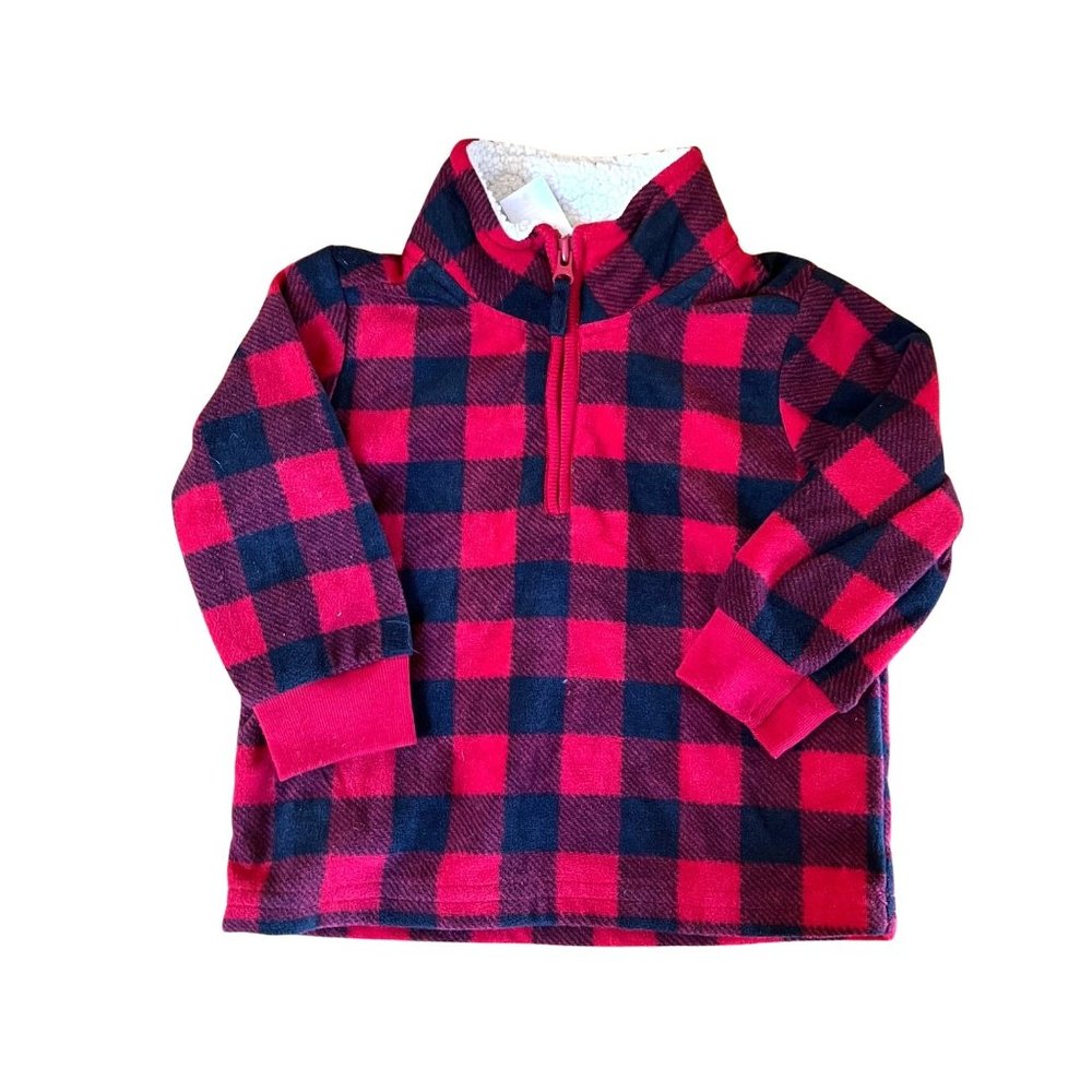 Just One You Carter's Red and Black Gingham Pullover Sweater Fleece Like 9M